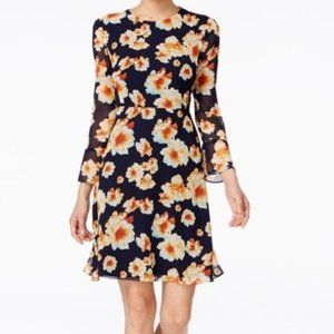 Betsey Johnson NWT Navy Dress with Orange Floral